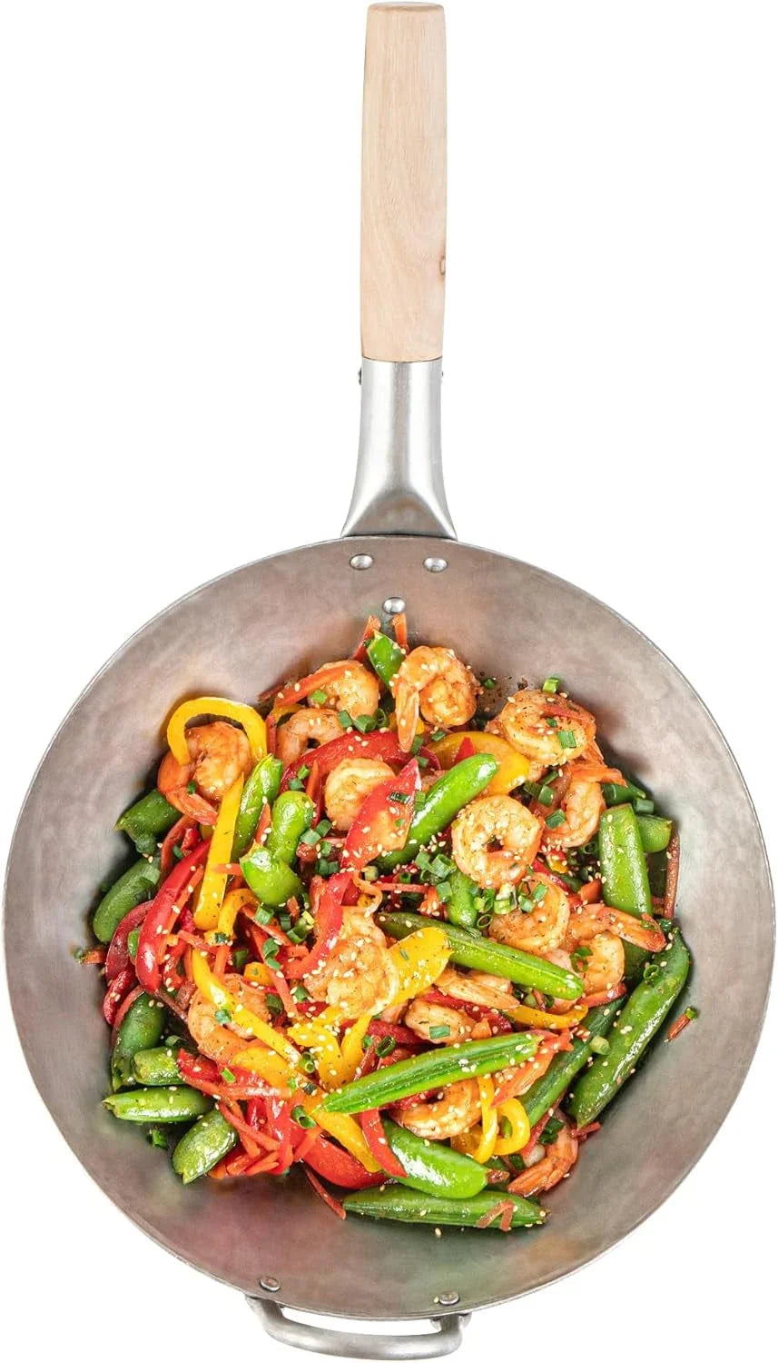 carbon-steel-wok-1-pack-of-12-inch-heavy-duty-stir-fry-pan-silver-hand-hammered-wok-efficient-maneuvering-steel-helper-handle-uniform-heat-distribution-asian-cooking