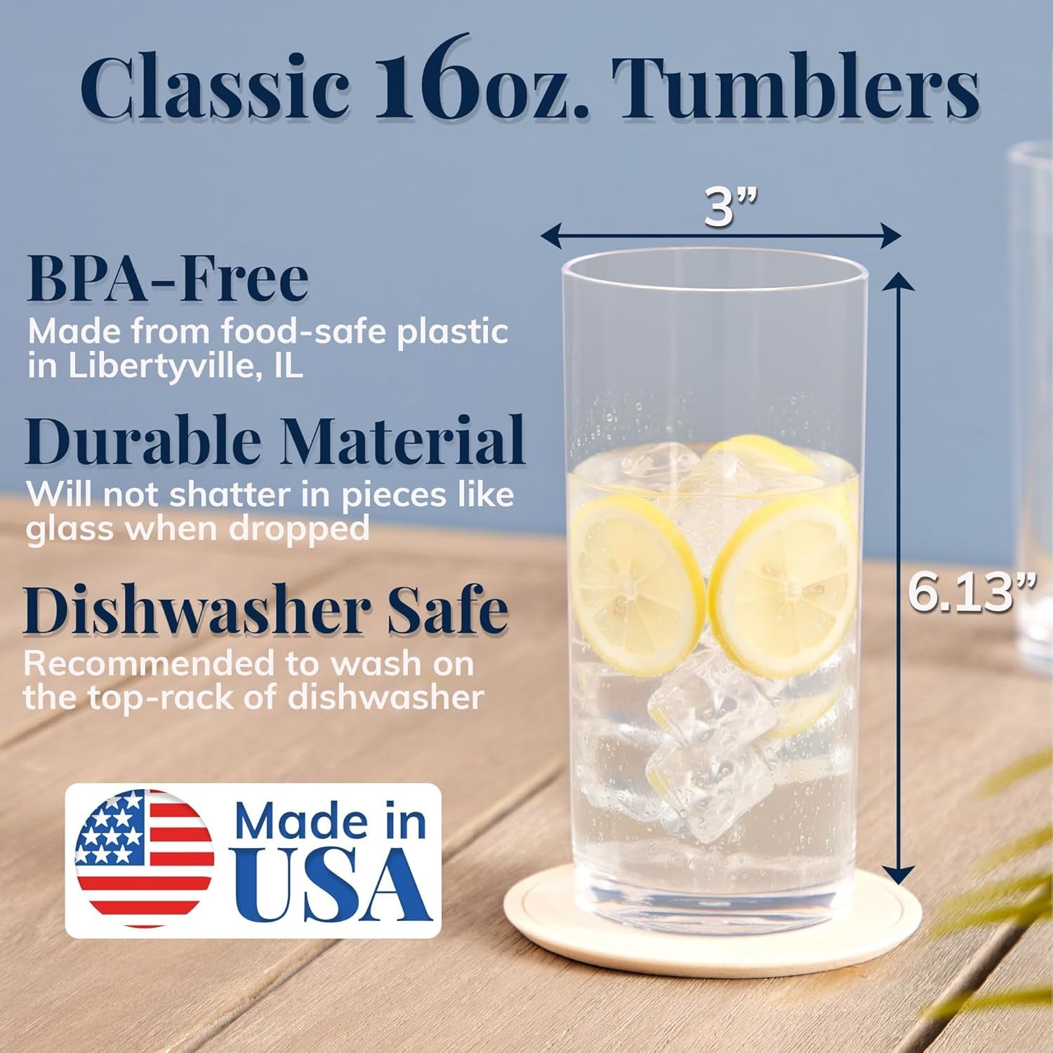 classic-clear-plastic-reusable-drinking-glasses-set-of-6-16oz-water-cups-bpa-free-tumblers-made-in-usa-top-rack-dishwasher-safe