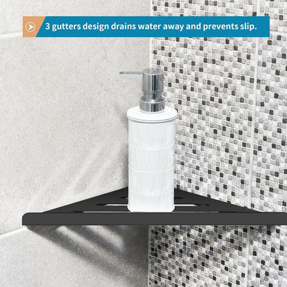 2 Pcs 304 Stainless Steel Corner Shelf with Screws, Triangle Shower Caddy, Wall Mount Soap Holder for Bathroom, Kitchen Organization (Matte Black)6