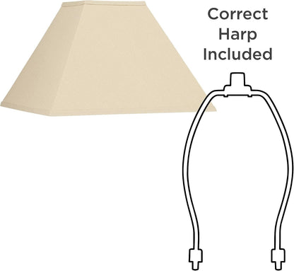 Reva Large Beige Linen Tapered Square Lamp Shade 6X16X10 (Spider) | 6" Top X 16" Bottom X 10" High X 12" Slant Replacement for Table Lamps Pre-Assembled Harp + Finial7