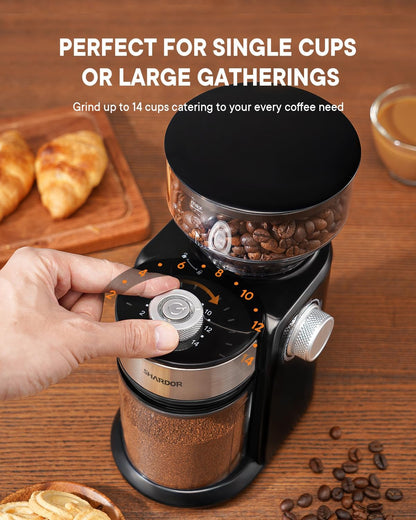 Electric Burr Coffee Grinder 2.0, Automatic Coffee Bean Grinder for Home Use, Adjustable Burr Mill with 16 Precise Settings for Espresso & French Press, Glossy Black4