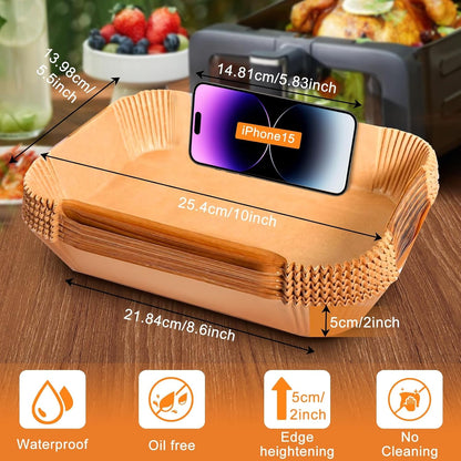 200PCS Air Fryer Liners for Ninja: Higher Non-Stick Disposable Parchment Paper Liner for Ninja DZ201/DZ401 Dual Airfryer Baking - Food Grade Ninja Air Fryer Accessories (Rectangle - 8.6 X 5.5 Inch)2