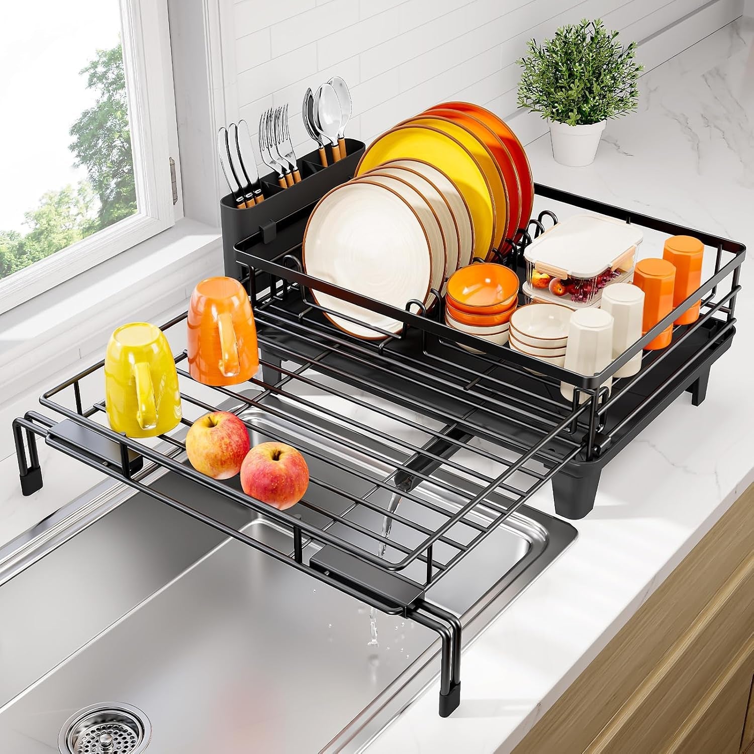 expandable-sink-dish-drying-rack-for-kitchen-counter-1-tier-black