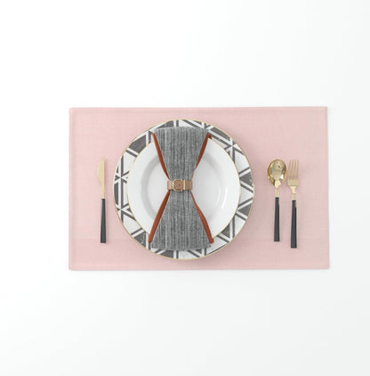 Set of 4 Soft Linen Handmade Placemats Heat Resistant Dining Table Place Mats Kitchen Table Mats 12 X 18 Baby Pink2