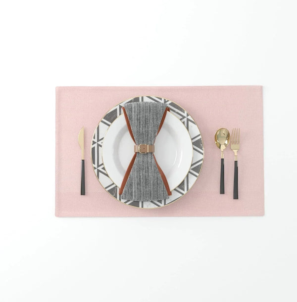 Set of 4 Soft Linen Handmade Placemats Heat Resistant Dining Table Place Mats Kitchen Table Mats 12 X 18 Baby Pink2
