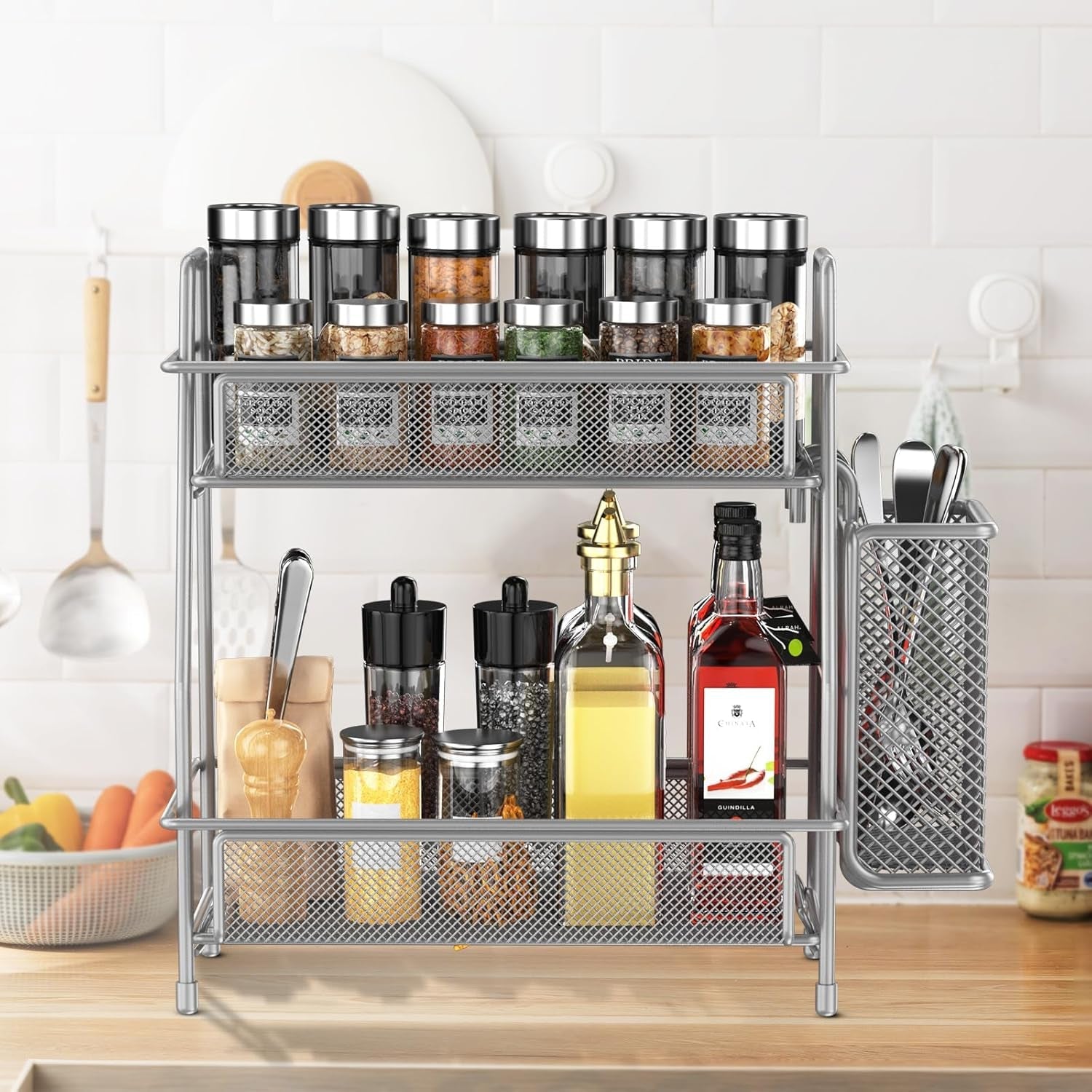 spice-rack-organizer-for-kitchen-counter-spices-organizer-and-storage-seasoning-organizer-for-cabinet-kitchen-metal-countertop-organizer-with-side-basket-grey