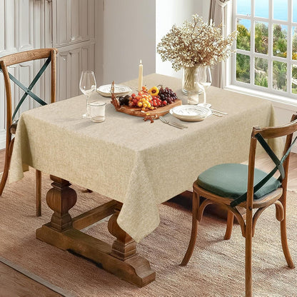 Rectangle Table Cloth Faux Linen Farmhouse Tablecloth, Wrinkle and Stain Resistant Decorative Fabric Rectangular Spring Table Cover for Dining/Party/Birthday/Wedding, Beige, 54 X 80 Inch2