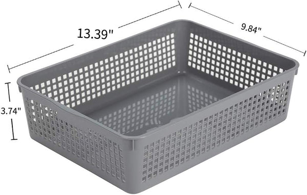 Plastic Organizing Baskets/Storage Tray Baskets,6-Pack,Gray2