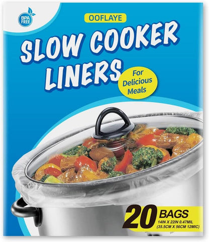 20 Counts Slow Cooker Liners and Cooking Bags, Extra Large Size Fits 6-10QT Pot, 14"X 22", BPA Free, Suitable for Oval & round Pot -1 Pack1