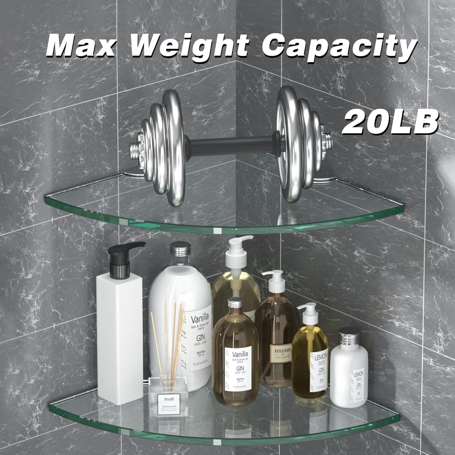 corner-glass-shower-caddy-2-pack-8mm-thick-tempered-glass-shelf-no-drilling-wall-mount-corner-mounted-shelves-space-saver-adhesive-bathroom-home-shelf-shampoo-holder-organizer-strong-adhesion