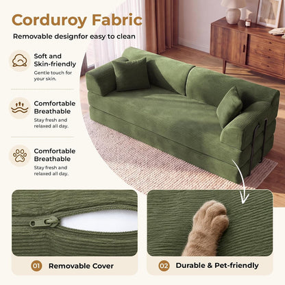 79'' Convertible Futon Sofa Bed, High‑Back Boneless Couches for Living Room5