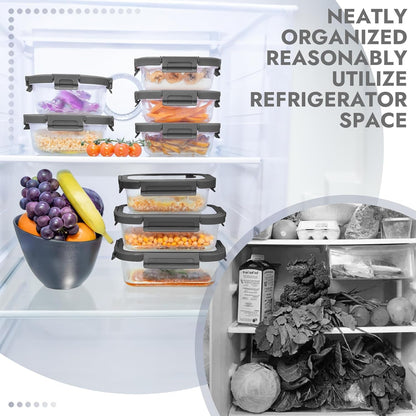 10-Pack Glass Food Storage Containers with Tempered Glass Lids – Borosilicate, Airtight, Oven-Safe (-4°F~950°F), Bpa-Free, 4.4 & 1.6 Cup, Leak-Proof, Dishwasher Safe (Gray)8