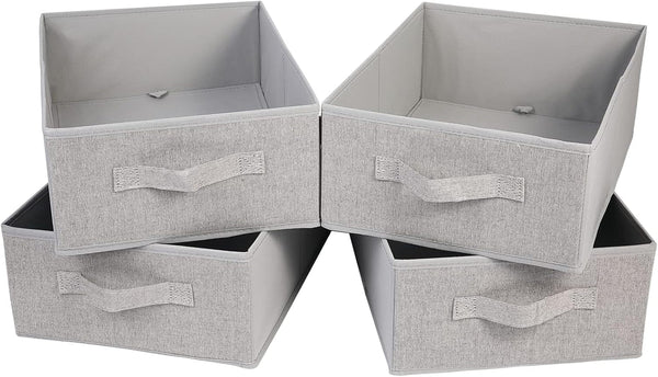 Clothings Collapsible Storage Bins, Foldable Drawer Organizers Closet Storage Baskets Cube Storage Bin for Bedroom Living Room (4 Pack, Grey, 15.4X11.4X5.5Inch)10