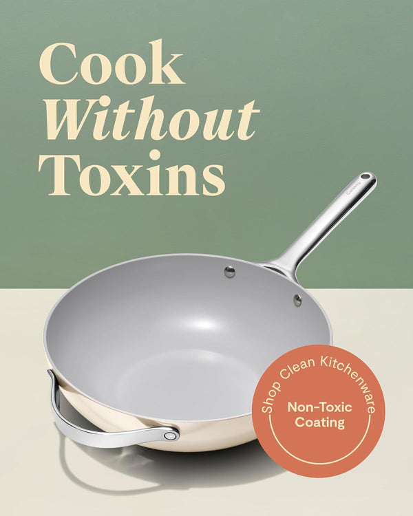 Caraway 12" Non-Stick Ceramic-Coated Stir Fry Pan | Wok-Inspired Pan, Free from Forever Chemicals, High-Sloped Walls, Stainless Steel Handles, Perracotta2
