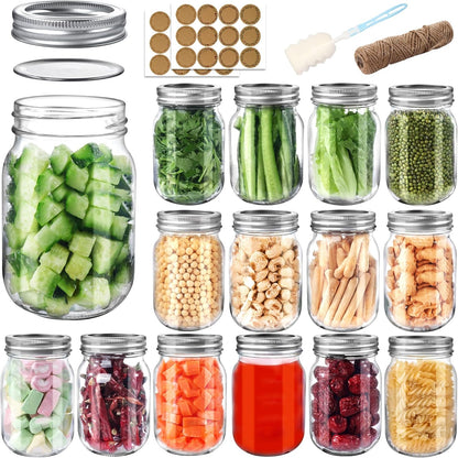 Mason Jars 16 Oz with Lids and Bands, 15 Pack Pint Canning Jars | Regular Mouth Clear Glass Jars for Canning, Pickling, Food Storage, DIY Projects1