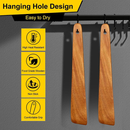 Teak Wooden Spatula for Cooking Spoon Non Toxic Kitchen Utensil Spurtle3