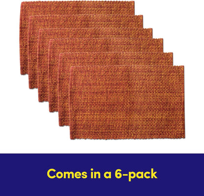 100% Cotton Placemats for Dining Room Rectangle Two Tone Woven Fabric 13" X 19" Soft Durable Table Mat Set, Set of 6, Rust4