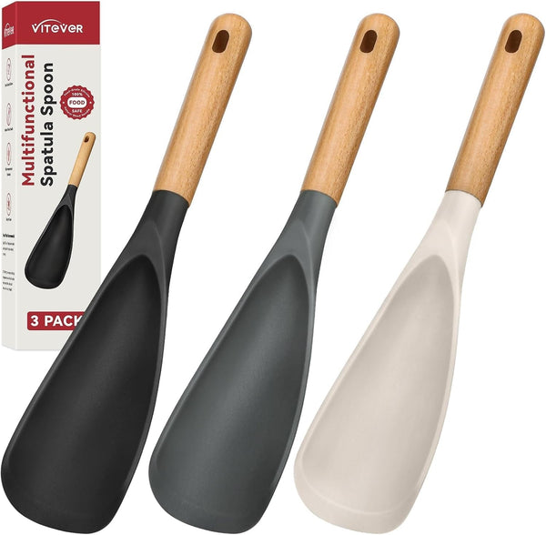 3 PACK Cooking Spoon Spatula for Nonstick Cookware, Heat Resistant Silicone1