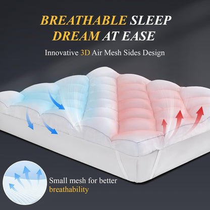 3 Inch Queen Mattress Topper, Ultra Thick and Fluffy Supportive Memory Foam Mattress Topper for Body Pain, Mattress Pad with Breathable Mesh Design for Deep Sleep, 80X60X3 Inches5
