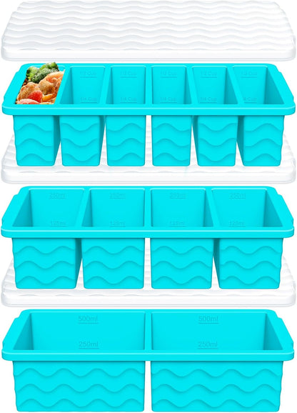 3-Pack Silicone Freezer Trays with Lid, Soup Freezer Container Molds | 2 Large 2-Cup, 4 Medium 1-Cup, 6 Small 1/2-Cup, BPA Free, Ice Cube Tray for Soup, Stews, Sauces, Meal Prep, Broth, Leftovers9