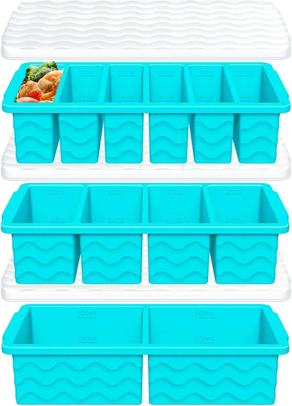 3-Pack Silicone Freezer Trays with Lid, Soup Freezer Container Molds | 2 Large 2-Cup, 4 Medium 1-Cup, 6 Small 1/2-Cup, BPA Free, Ice Cube Tray for Soup, Stews, Sauces, Meal Prep, Broth, Leftovers9