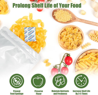 110 Packs 100CC Food Grade Oxygen Absorbers (10 Packs in Individual Vacuum Bag, 11X Packs of 10), Oxygen Absorbers for Food Storage, with Oxygen Indicator, for Mylar Bags, Mason Jars, Canning3