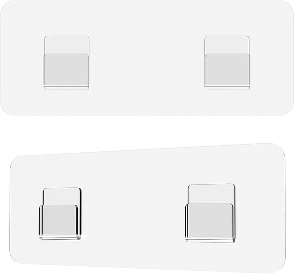 Shower Caddy Adhesive Replacement Sticker, Shower Adhesive Strip Adhesive Hook Bathroom Storage Shelf Organizer Sticker (Transparent - 2 Packs - 2 Flat Hook)1