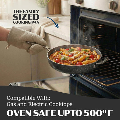 Ceraluxe 14 Inch Frying Pan with Lid, Family Sized Large Frying Pan Skillet with Ceramic Nonstick Coating, Non Toxic PFOA Free, Oven and Dishwasher Safe - Black3