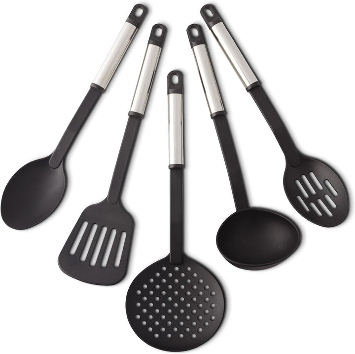 – Stainless Steel Kitchen Tool Set – Black, Set of 5