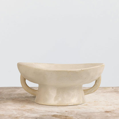 Creative Co-Op Stoneware Footed Pedestal Bowl with Handles, Reactive Glaze, White6