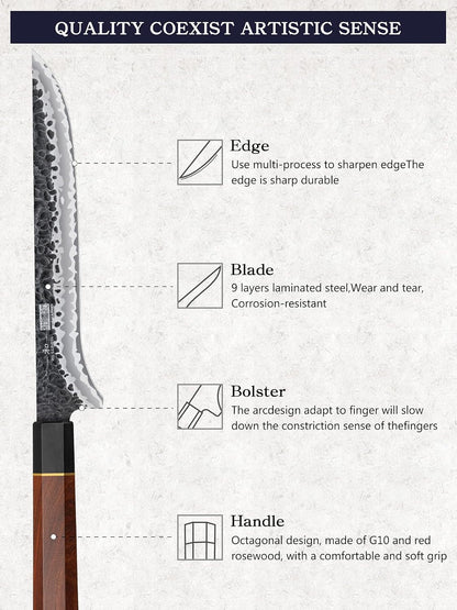 7 Inch Fillet Knife, Razor Sharp Hand Forged Boning Knife2