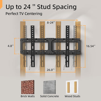 IWORKBORAD 55 65 75 85 Inch Tilting TV Wall Mount for 32-90 '' Tvs, Low Profile TV Mount Bracket, Safe Lock & Quick Release, Max VESA 600X400Mm, 24 Inch Studs,132 Lbs, Fit Most 55+ 75+ 85+ 86 Tvs5