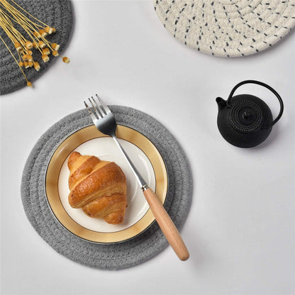 Potholders Set Trivets Set 100% Pure Cotton Thread Weave Hot Pot Holders Set (Set of 3) Stylish Coasters, Hot Pads, Hot Mats,Spoon Rest for Cooking and Baking by Diameter 7 Inches (Gray)6