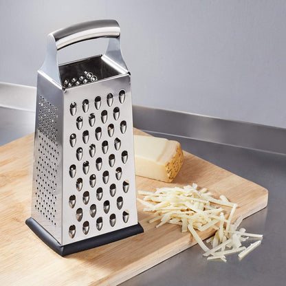 Rectangular 4-Sided Box Cheese Grater and Shredder, Stainless Steel, Handheld, for Vegetables, Zester, Non-Slip Base, Dishwasher-Safe, 9 Inch, Black5