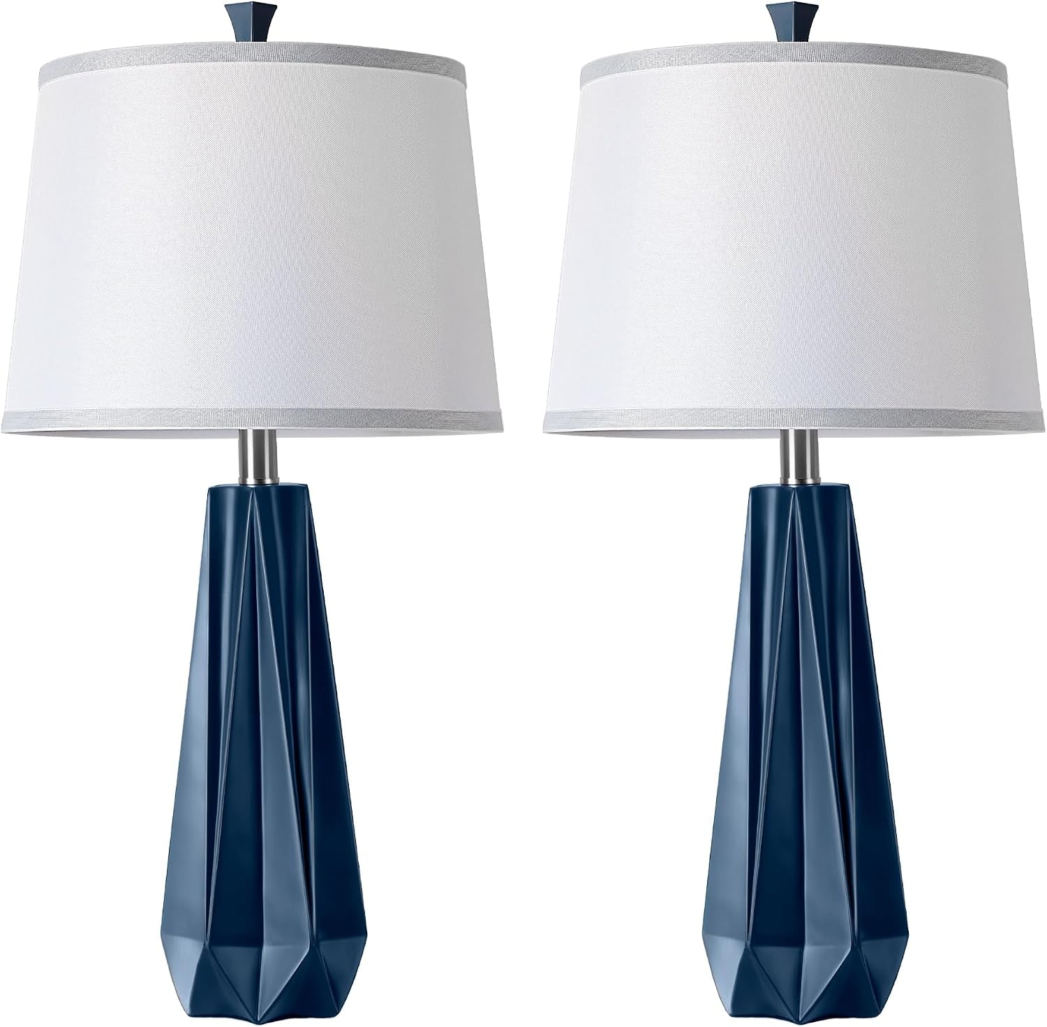 27-navy-blue-resin-table-lamps-desk-lamps-with-3-color-temperature-prism-shaped-lamp-body-rotary-switch-e26-base-with-linen-shade-desk-lamps-for-living-room-bedroom-2-bulbs-included