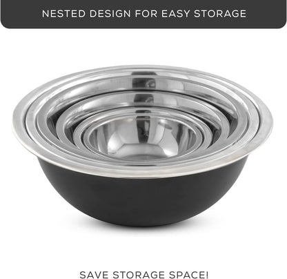 Stainless Steel Mixing Bowl Set - 6 Piece Nesting Bowls, 5Qt to 0.5Qt, Black, Perfect for Dough, Batter & Baking7