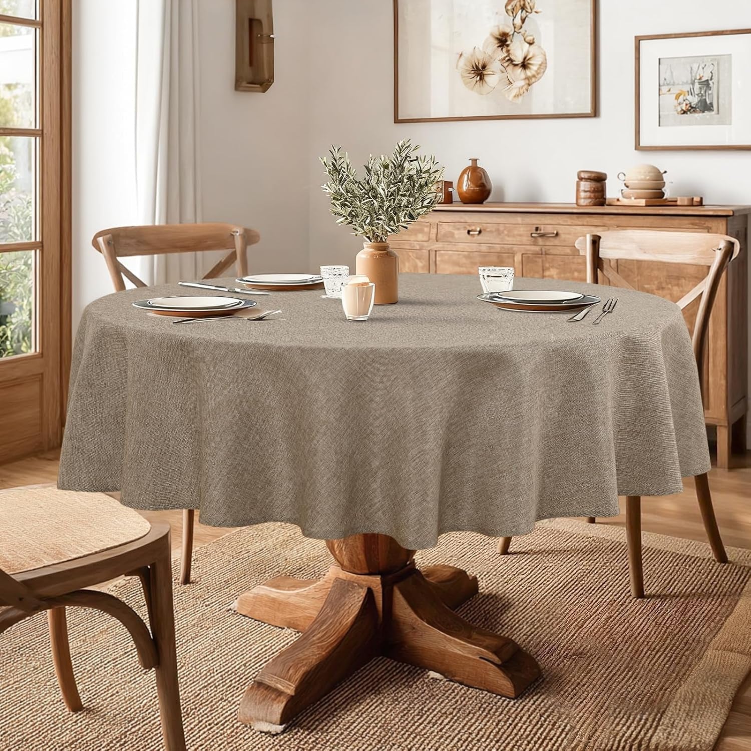 round-table-cloth-faux-linen-farmhouse-tablecloth-wrinkle-and-stain-resistant-decorative-fabric-table-cover-for-kitchen-dining-room-parties-and-camping-khaki-90-inch-round