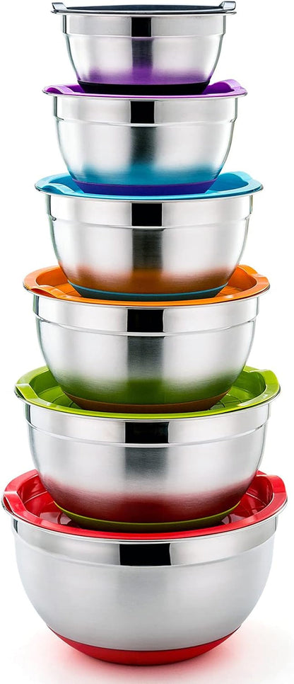 Stainless Steel Mixing Bowls with Lids, Set of 6, Multicolor1