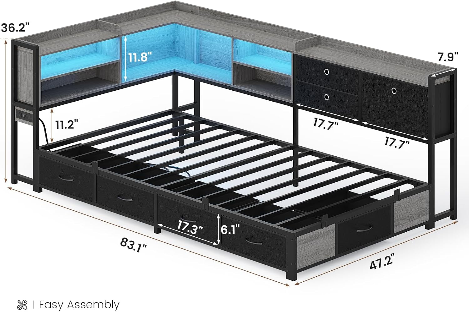 corner-bed-frame-with-charging-station-led-lights-black-gray