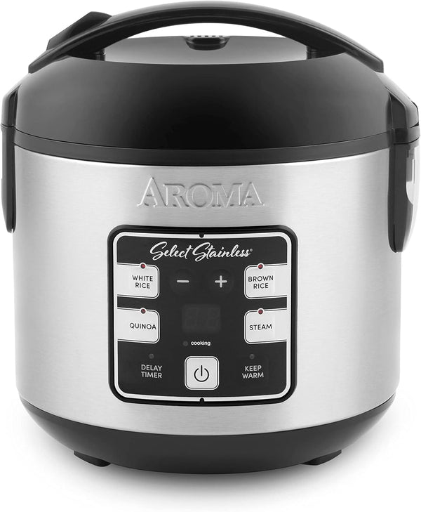 ® Select Stainless® Rice Cooker, 4-Cup (Uncooked) / 8-Cup (Cooked), 2 Qt, Stainless Steel Inner Pot, Multicooker, Steamer, Stainless Steel, ARC-914SBDS1