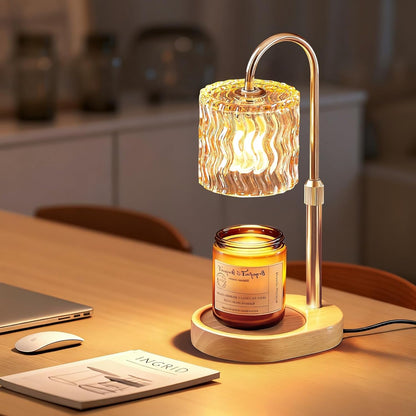 Decorative Ripple Glass Candle Warmer Lamp, Dimmable1