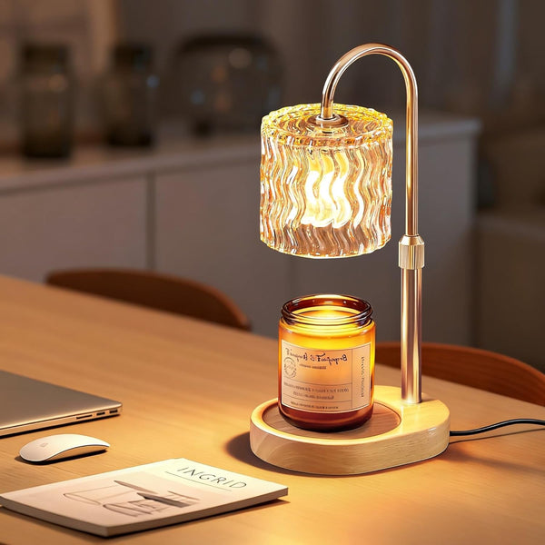 Decorative Ripple Glass Candle Warmer Lamp, Dimmable1