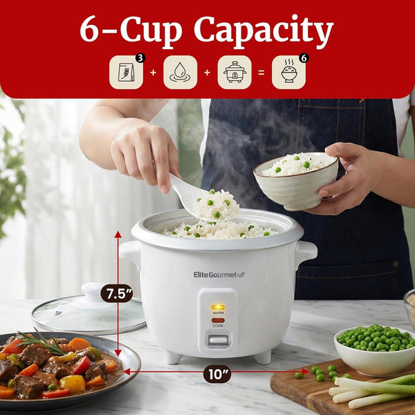 ERC-003X Rice Cooker, Keep Warm, White, 6 Cups Cooked | 3 Cups Uncooked - Also Makes Soups, Stews, Grains and Hot Cereals for Versatile One-Pot Meals6