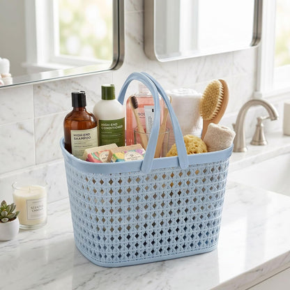 3 Pack Portable Shower Caddy Basket, Plastic Storage Baskets with Handle Plastic Tote Storage Basket Easter Baskets Toiletry Organizer for Bathroom, Kitchen, Pantry, College Dorm6