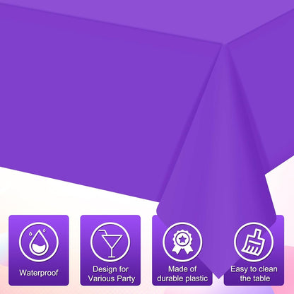 16 Pack Purple Plastic Tablecloth for Rectangle Tables, Premium Decorative Purple Disposable Table Cloths for Parties, Rectangle Party Table Cover for Birthday Anniversary Graduation, 54X108 Inch3