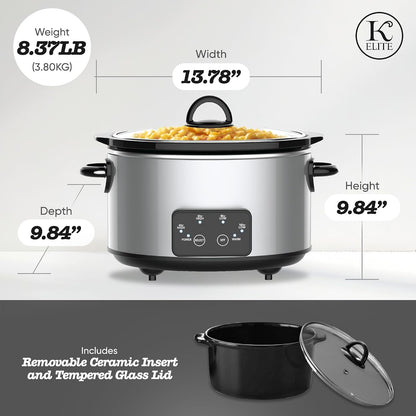 Stainless Oval Programmable Slow Cooker with Glass Lid, 4 Qt4