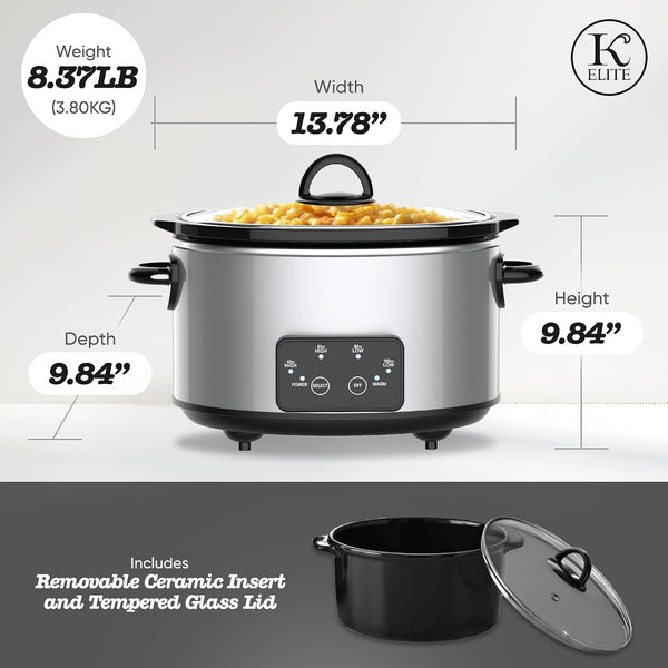 Stainless Oval Programmable Slow Cooker with Glass Lid, 4 Qt4