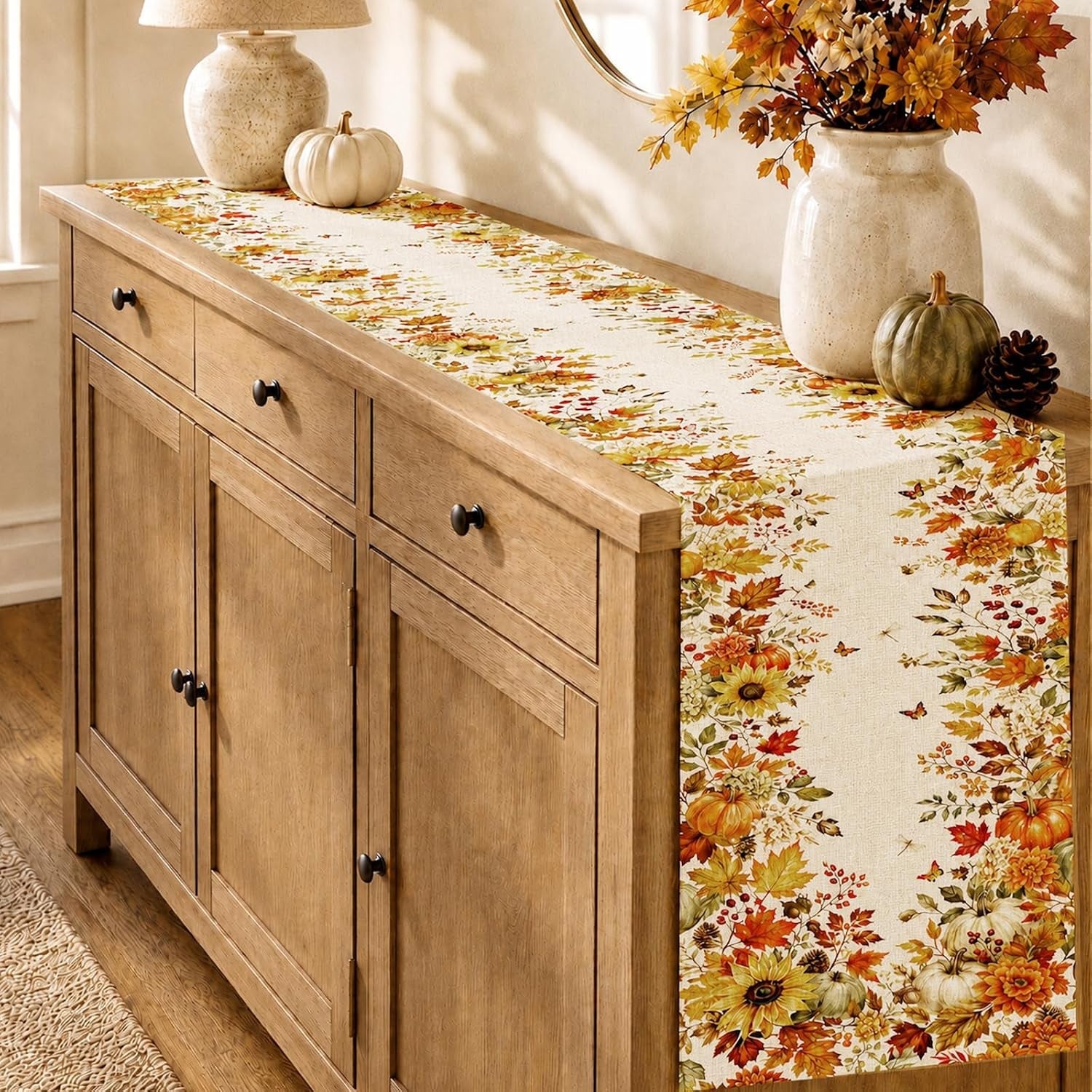 fall-table-runner-13-108-in-with-fall-decor-pumpkin-sunflower-leaf