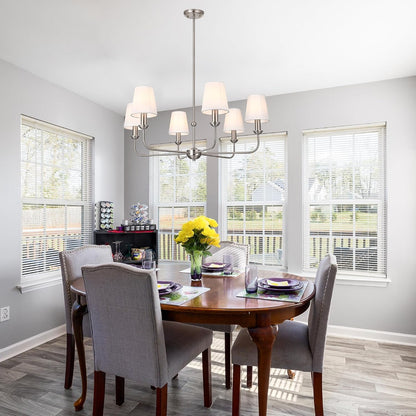 6-Light Modern Chandeliers with Linen Fabric Shades E12 Base8
