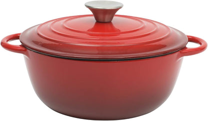 Addlestone 2.65 Quart round Enamel Cast Iron Dutch Oven Pot with Lid & Dual Handles - Gradient Red1